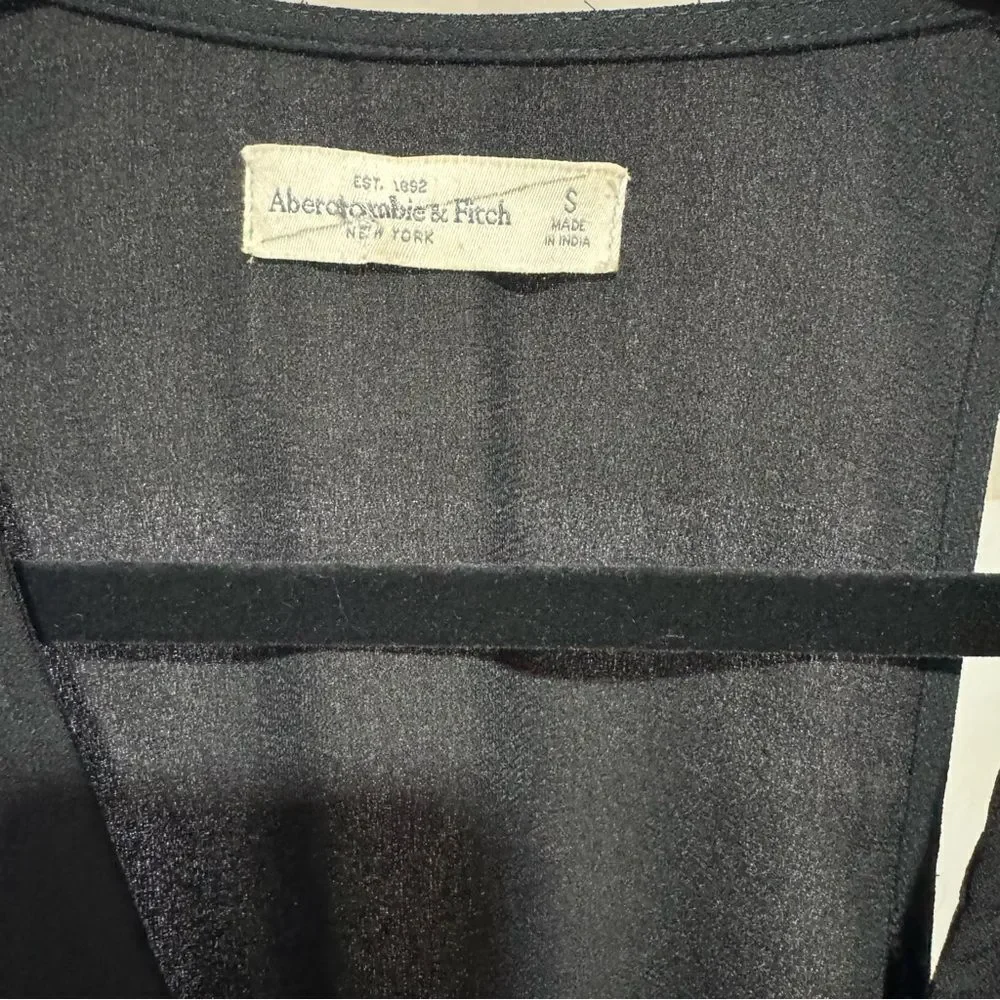 Abercrombie & Fitch Black Wrap Asymmetrical Tie Waist  Maxi Dress